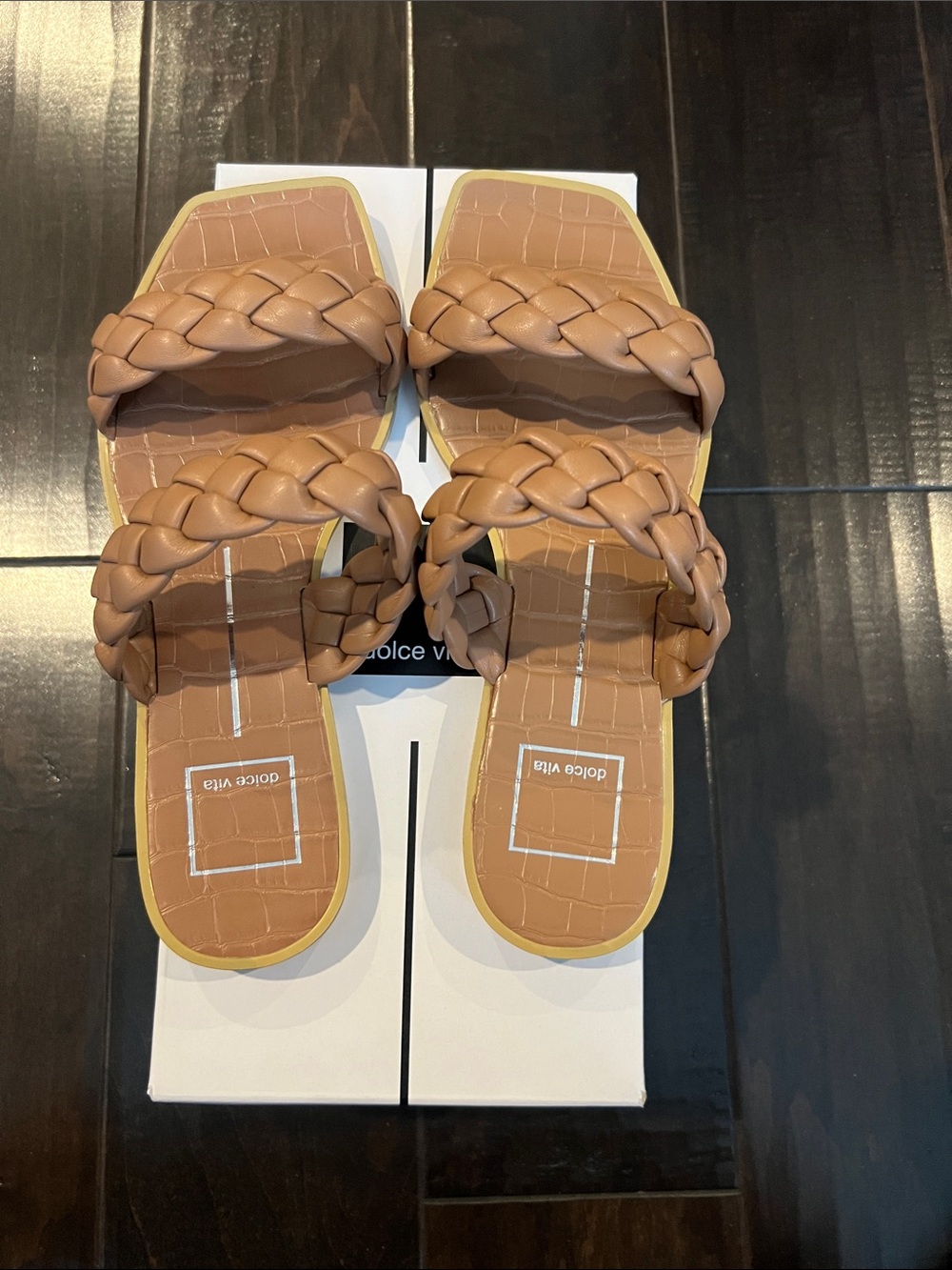 Dolce Vida Braided Slide Sandals in Tan